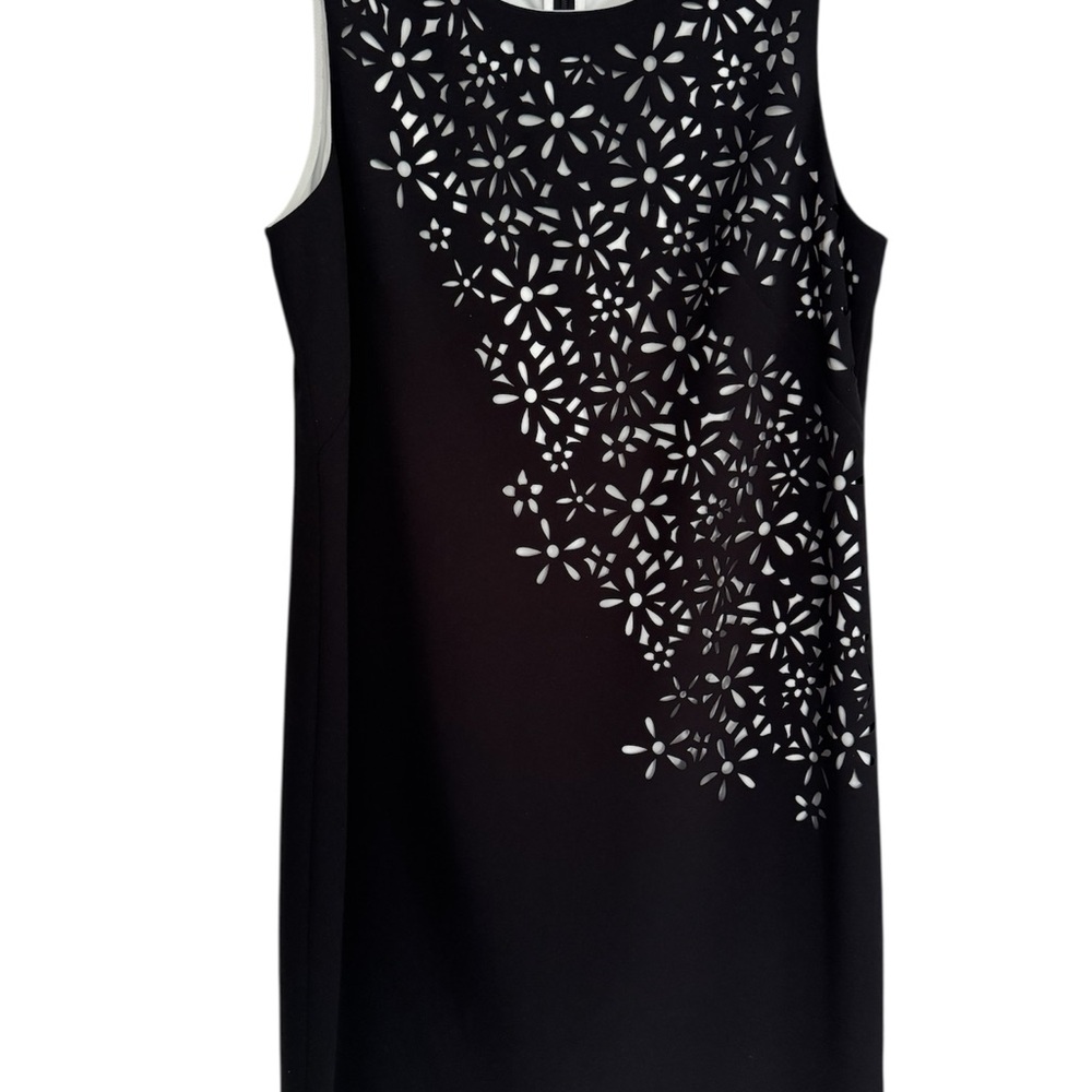Calvin Klein Black and White Laser cutout Sheath Dress